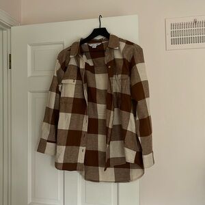 Brown and white old navy flannel